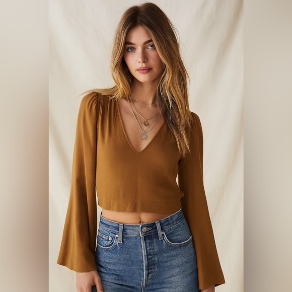 Free People Tops - Free People Bell Flare Sleeve Blouse